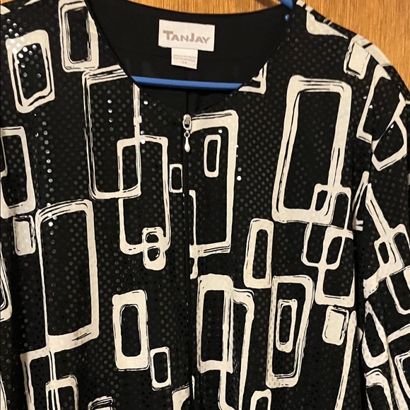 TanJay Sequin Black and White Print Blouse/Jacket- Size 3X - Picture 3 of 9